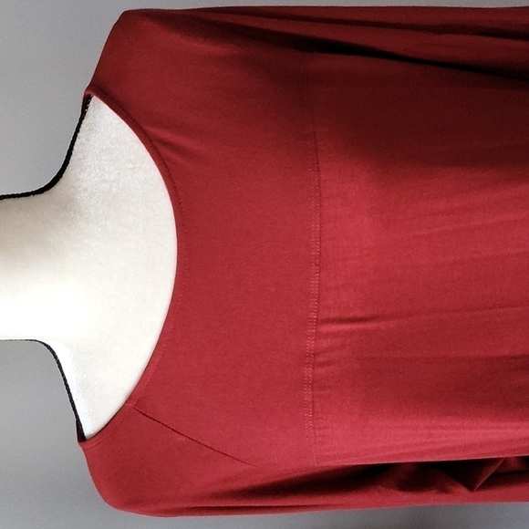 Roaman's asymmetrical dark red dramatic sleeve tunic - Picture 4 of 12